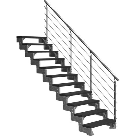 Dolle Außentreppe Gardentop 198-242cm Geschosshöhe mit Trimax anthrazit 100cm breit mit Prova-Geländer