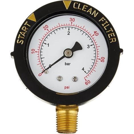 HOXILEELEO - Manomètre 190058 0-60 PSI, manomètre de pression d'eau pour le démarrage et la filtration, avec filetage 1/4 NPT, montage au sol pour piscine (1/4)