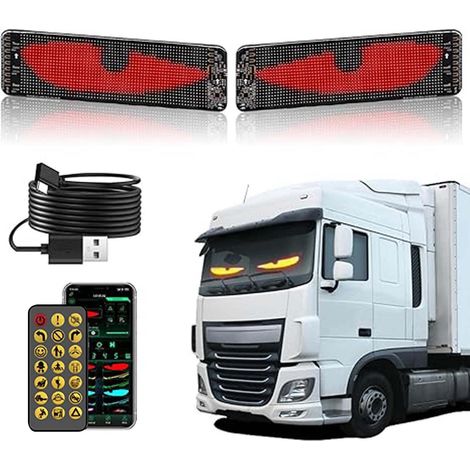 Devil Eyes Lights - Programmable LED Display - Flexible Car Window Sign - For Medium Heavy Truck Windshield - 1 Unit (1/5)