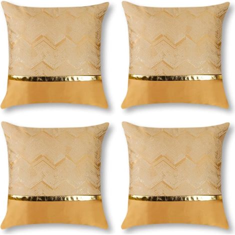 Housse de coussin décorative or estampage à chaud coussin décoratif moderne housse de coussin 45x45cm ensemble de 4 (doré) (1/5)