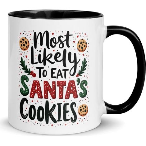 Tasse De Noël - Céramique - 11 Oz - Bord Et Intérieur Colorés - Compatible Lave-vaisselle Et Four à Micro-ondes - 1 Pièce (1/3)