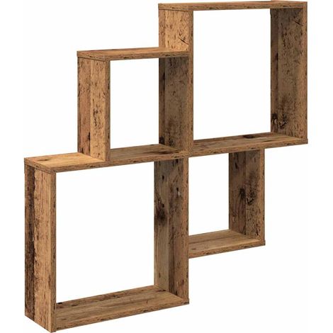 Maison Exclusive - Wandregal Altholz-Optik 80x15x78,5 cm Holzwerk