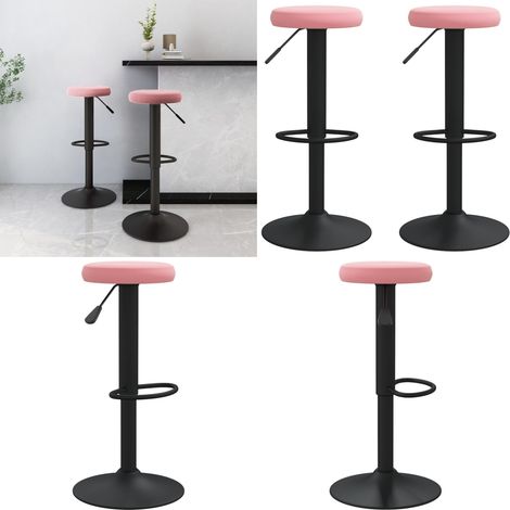 vidaXL Tabourets de bar lot de 2 rose velours (1/5)