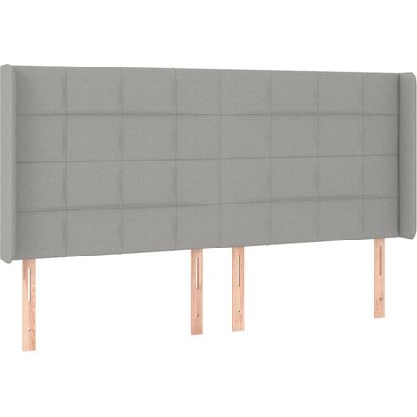Armoire de Tête de Lit - Tête de Lit avec oreilles Gris clair 183x16x118/128 cm Tissu fr12782 (1/5)