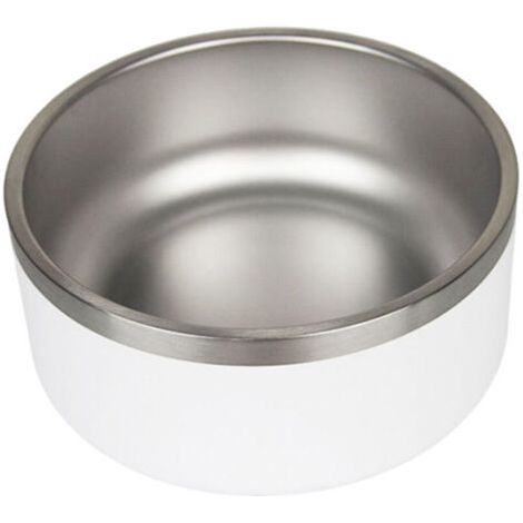 BUNTHAUS Gamelle pour chien en acier inoxydable, blanche (laquée), 32 oz, double paroi. (1/5)
