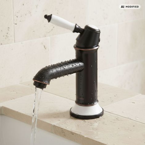 PaulGurkes Robinet de lavabo mélangeur monocommande noir rétro (1/5)