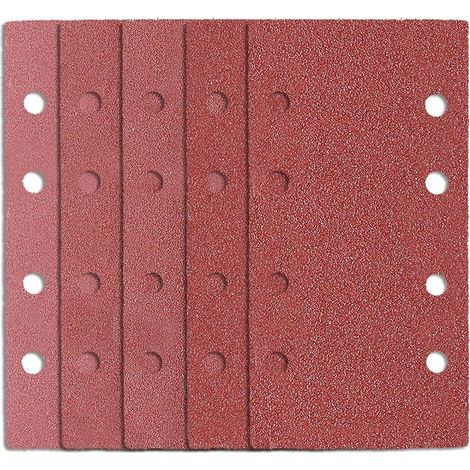 50 rechteckige Schleifblätter für Schleifmaschinen, 185 x 93 mm, 8 Löcher, Delta-Schleifblätter, Körnung 40, 60, 80, 120, 180, Aluminiumoxid, zum Schleifen/Polieren mit Bosch Delta-Schleifmaschinen