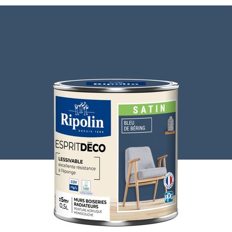 Peinture Murale Toutes Pièces - Satin - 0,5L - Bleu de Béring - Ripolin (1/5)