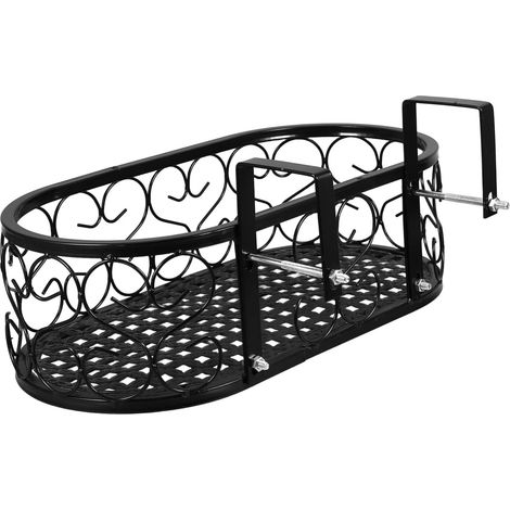 Support Suspendu Pour Pots De Fleurs Balcon En Métal Noir 40x20x12 Cm, Étagère Décorative Pour Balustrade, Support Stable Et Design Ornemental Pour Terrasse Et Jardin (1/5)