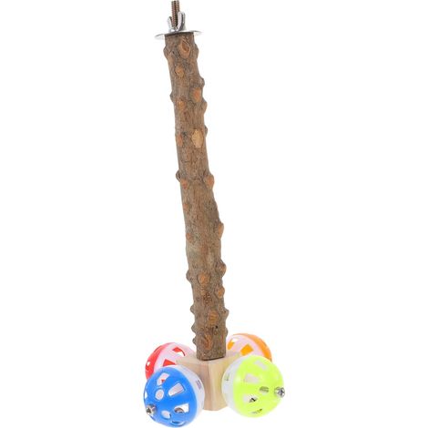 Bird Perch with Bell and Grinding Table for Parakeets to Chew and Practical Support for Birds in the Cage (1/5)