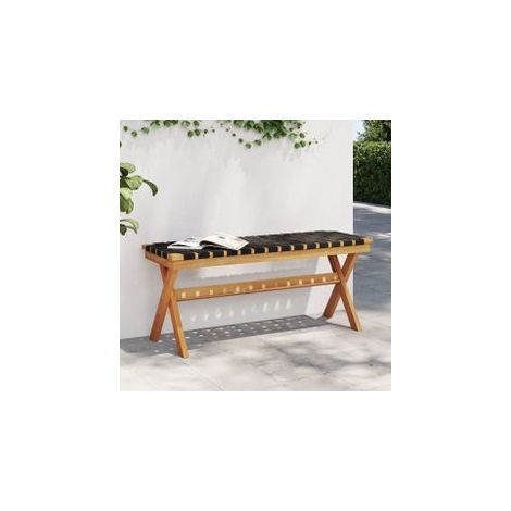 Banc de jardin noir bois massif d'acacia et tissu (1/5)
