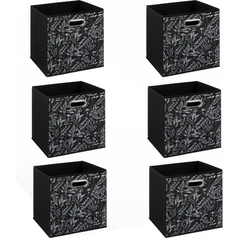Lot de 6 boites de rangement cube en tissu à motif botanique MIX'N MODUL (1/5)