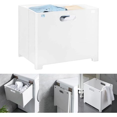 Panier Linge 32 litres Multifonction Pliable Mural Paniers Vêtements Avec Poignée Chambre Vêtements Sales Jouet Récipient (Blanc) (1/5)