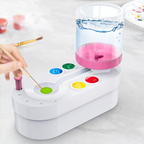 Nettoyeur de Pinceau Acrylique - Rinceur de Brush Rinse pour Le Cycle de l'eau de L'Artiste Acrylique, Aquarelle, Pastel, Peinture à Base d'eau Outil de Nettoyage de Rinçage de Pinceau, rose