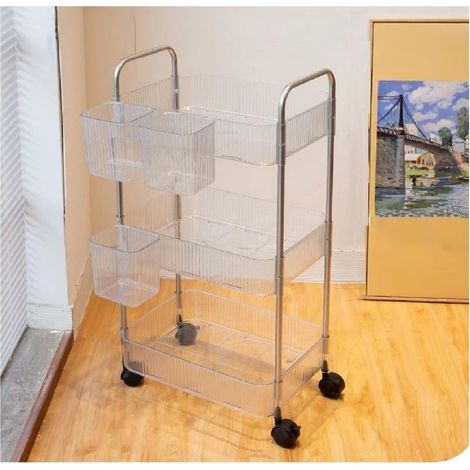 Bracket of storage for organizer in acrylic, cart in acrylic transparent, cart of storage for cosmetics, organizer of toilet, table of bedside, 3 levels (1/5)