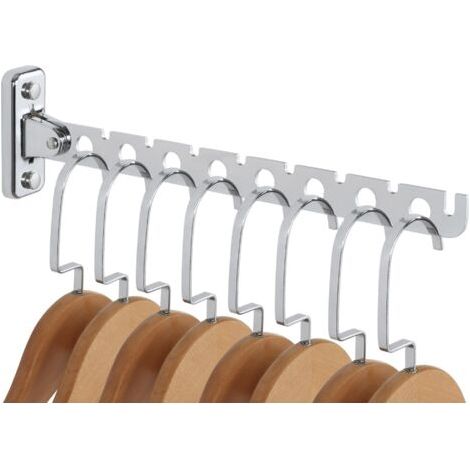 BUNTHAUS Crochets Patère Murale Pliable avec 8 Trous et 8 Emplacements pour Cartes, Porte Cintre Mural en Acier Inoxydable, Longueur 31 CM, Robuste et Durable, pour Suspendre des Serviettes, Chrome (1/5)