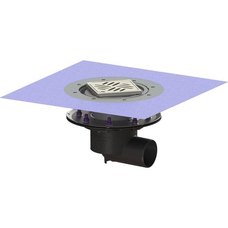 Siphon de sol Ecoguss Pressfl. DN 80, montage latéral, Variofix, grille design