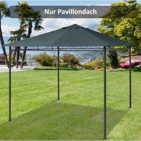 Telo di ricambio per gazebo 298x295 cm, con 4 corde di fissaggio, 8 fori di drenaggio, poliestere, grigio scuro (1/5)