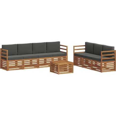 Juegos de sofás con cojín 8 pcs Natural y Antracita vidaXL