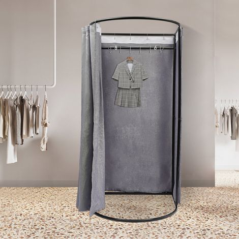 Cabina de prueba sencilla en el suelo 95 x 100 x 200 cm, cabina de prueba para tienda de ropa, vestuario con protección de la intimidad, vestuario, gris. (1/5)