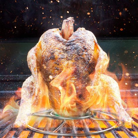 Grille de poulet rôti, grille de poulet en canette de bière, grille de poulet et de dinde pour fumer et griller, grille de poulet en acier inoxydable, accessoires de grillade allant au lave-vaisselle (1/2)