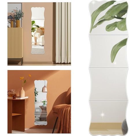 JSSEVN - Set of 4 acrylic mirror stickers for bathroom, bedroom and home gym, 30cm x 100cm (1/5)