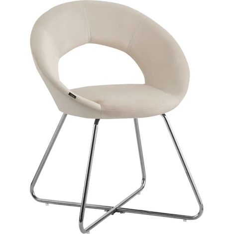 Lot de 4 Chaises BUBBLE Chrome velours - écru (1/2)