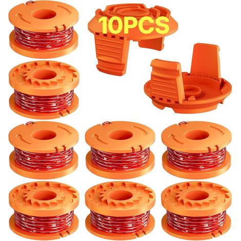 10 Pack Bobine Fil Coupe Bordure 3m - WA0004.1/WA0010 Coupe Bordures Ø1,65 mm, Bobine de Fil Debroussailleuse(8 Fil Coupe Bordure,2 Couvercle) (1/5)