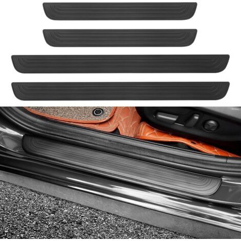 4 Pièces de Protection de seuil de Porte de Voiture,Protection de seuil de Porte Universel,Plaque de Protection pour seuil de Porte Avant/arrière en PVC Souple,Protecteur de pédale d'accueil (1/5)