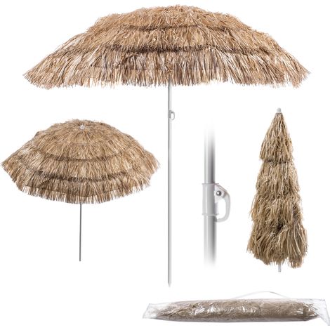 Kadax – Parasol rond 180 cm pour balcon et terrasse – Hauteur réglable – Polyester et aluminium – Résistant aux intempéries – Couleur marron/écru (1/5)