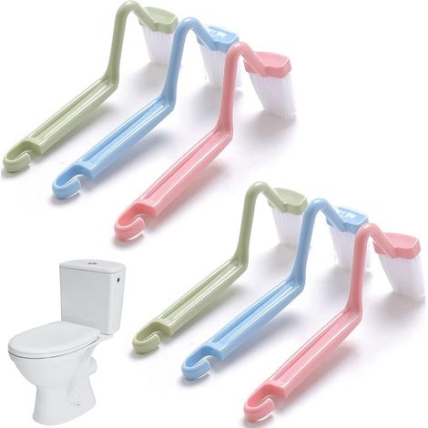 Sollbry 6 Pièces Brosse Toilettes Brosse Toilette,WC Rebord de Nettoyage Courbé en Plastique,Brosses de Toilettes Type V, Brosse WC Incurvée, pour Nettoyer Les Coins des Toilettes, Nettoyage en Profon (1/5)