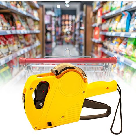 Étiqueteuse manuelle 8 chiffres avec couvercle, robuste, pratique et ergonomique, jaune, chinoise (1/5)