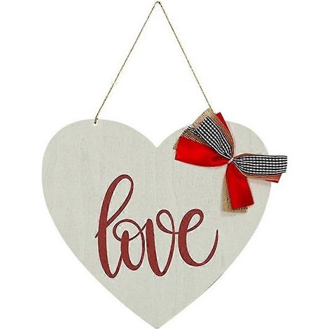 Plaque suspendue en bois pour la saint-valentin, avec nœud, cœur d'amour, Plaque ronde, cintre de porte d'entrée, Boa décoratif (1/5)