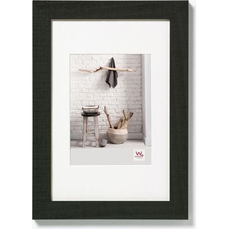 Cadre Photo Noir 10 x 15 cm avec Passe-Partout, Cadre en Bois Home HO015B (1/5)