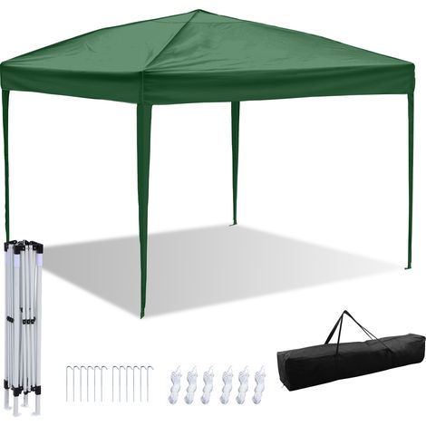 Jiubiaz 3x3 m Faltpavillon wasserdicht & stabil – höhenverstellbarer Pavillon mit UV-Schutz 50+, faltbares Gartenzelt mit Tragetasche für Garten & Outdoor Grün (1/5)
