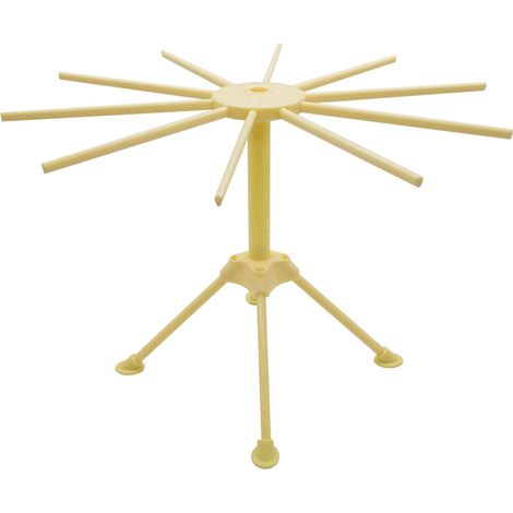 Foldable Plastic Fresh Dough Dryer Pasta Drying Rack with 10 16cm Bars - Yellow