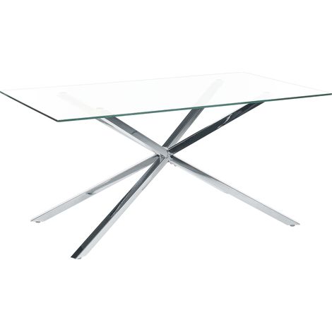 Esstisch CORA Silber 160 cm 90 cm Sicherheitsglas
