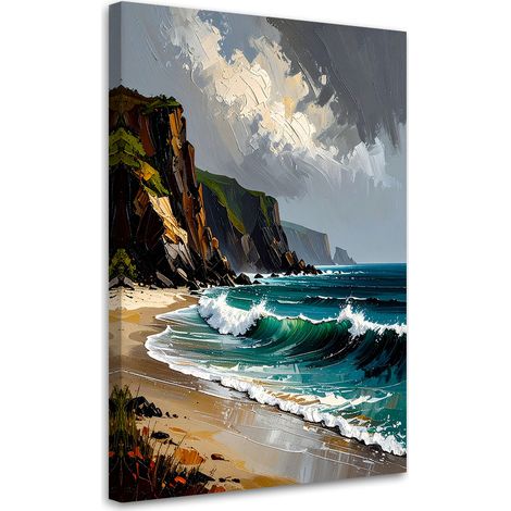 Wandbild für das Schlafzimmer Wohnzimmer Meer Strand Felsen Berge 40x60 cm