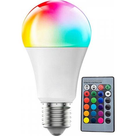 10W A60 E27  Couleurs LED RGBAmpoule Changement de Couleur Télécommande,Dimmable RGB+lumière du Jour Blanc(6000K) Edison Screw (Lot de 1) [Classe énergétique A+] (1/2)