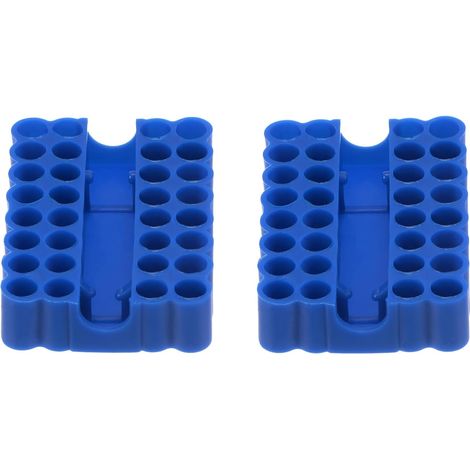 Lot de 2 porte-embouts de tournevis 64 x 45 x 16 mm 32 trous hexagonaux en plastique pour tous les embouts de tournevis en métal de 6,35 mm (1/5)