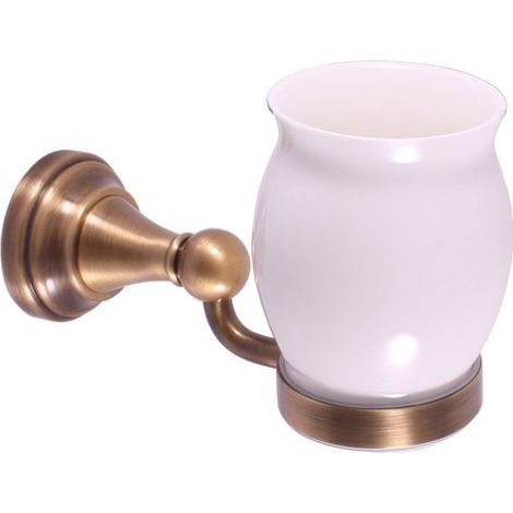 Porte-verre rétro MORAVA en laiton bronze et céramique 16,1x6,7 x10,8cm (1/3)