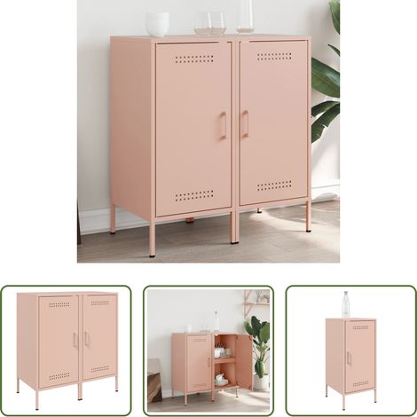 Schrank - Sideboards 2 Stk. Rosa 36x39x79 cm Stahl (1/5)