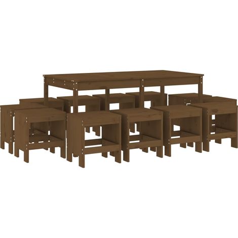 Maison Exclusive - Ensemble à manger de jardin 13 pcs marron miel bois pin massif