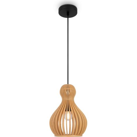 Maytoni Roots II Plafonnier suspendu moderne de 20 cm avec cadre en fil de fer noir et abat-jour beige 1xE27