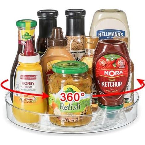 Plateau Tournant Frigo Famhap, 22 cm, 360°, Antidérapant, Stable, Économe Place, PET, Cuisine, Salle Bain (1/5)