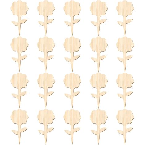 CSPARKV 20 Pieces Plant Labels Bamboo Garden Label Plant Marking Label Flower Shape Bamboo Label Ecological Plant Marking Labels Bamboo Plant Labels for Garden (flowers)