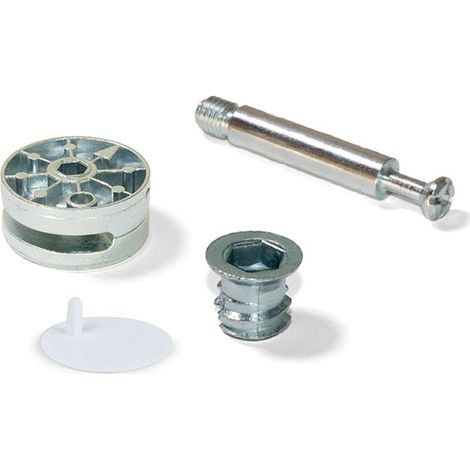 Emuca – Kit d'excentriques Big avec écrous et goujons M8 – Fixation robuste pour panneaux 20mm – Usinage requis pour montage – 10 pièces (1/5)