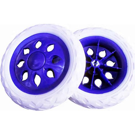 Set of 2 replacement wheels for shopping trolley - Blue - 15.2 cm diameter (1/5)
