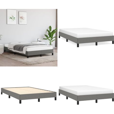 Bettgestell ohne Matratze Dunkelgrau 120x190 cm Stoff - Bettrahmen - Doppelbett - Lattenrost - Massivholzbette - Schlafzimmermöbel - Home & Living (1/5)