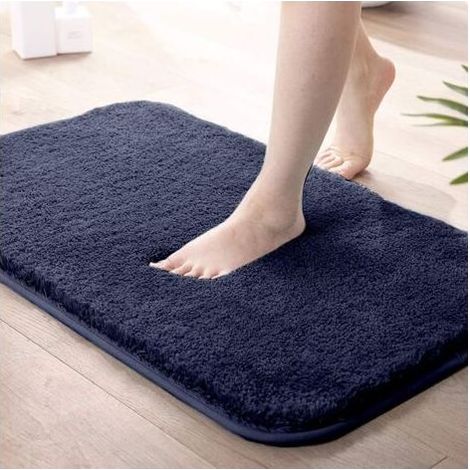 Tapis de bain antidérapant extra épais, microfibre absorbante, lavable (bleu marine, 50 x 80 cm) (1/4)